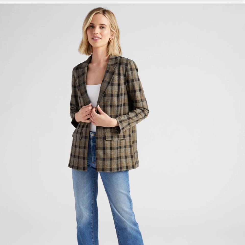 Liverpool Plaid Blazer in Brown and Black